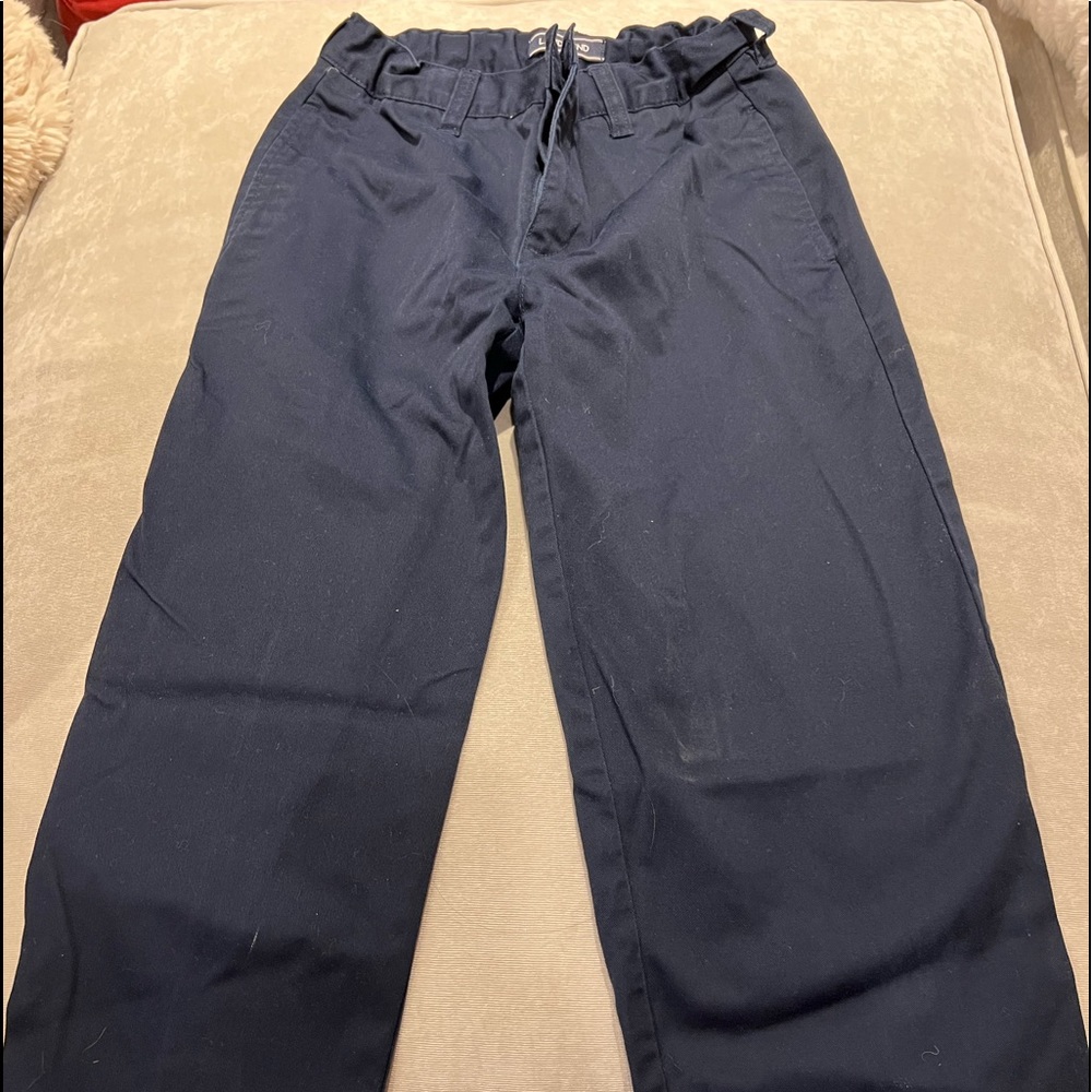 Navy chinos with Flex fit, able to adjust waste size.